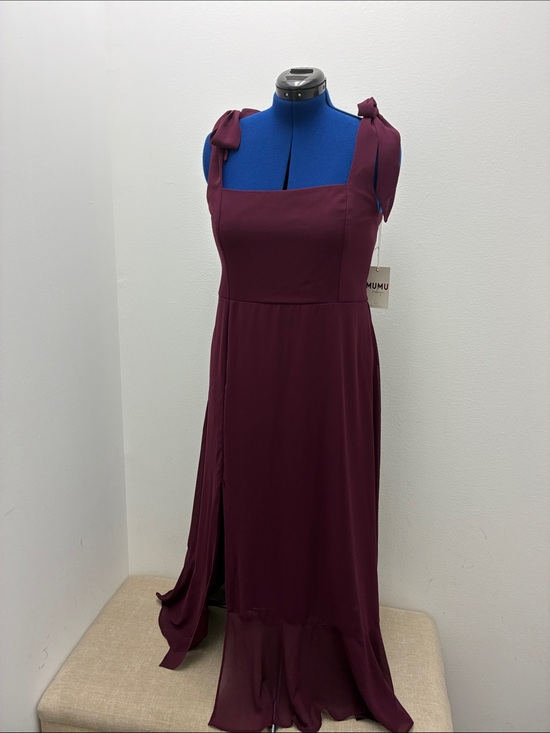 Show Me Your MuMu Dresses & Skirts - Women's Burgundy Tie-Shoulder Square-Neck Maxi Bridesmaid Dress